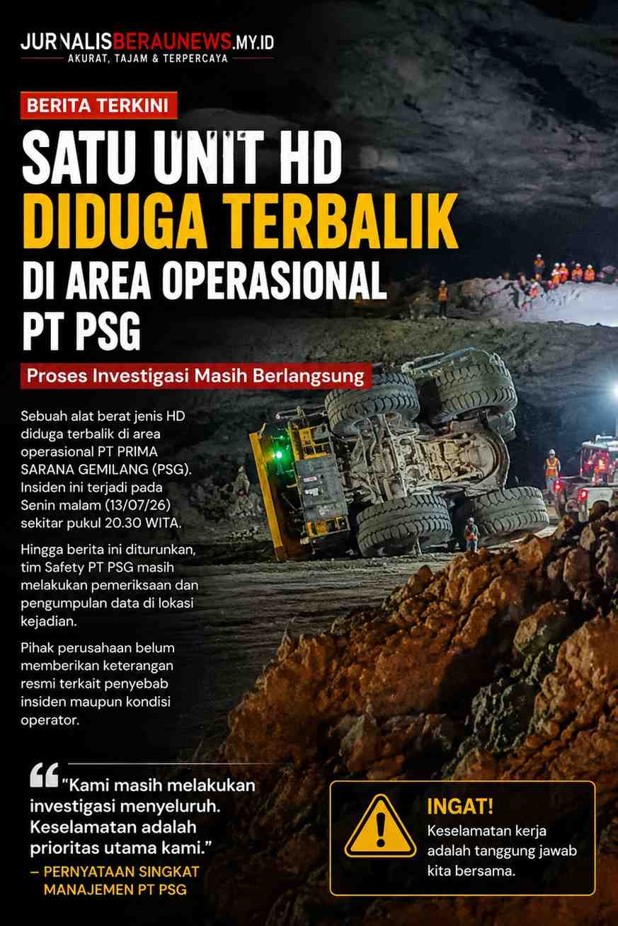 Satu Unit HD Diduga Terbalik di Area Operasional PT PSG, Proses Investigasi Masih Berlangsung