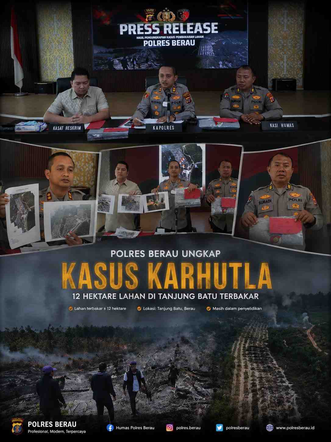 Polres Berau Ungkap Kasus Karhutla, 12 Hektare Lahan di Tanjung Batu Terbakar